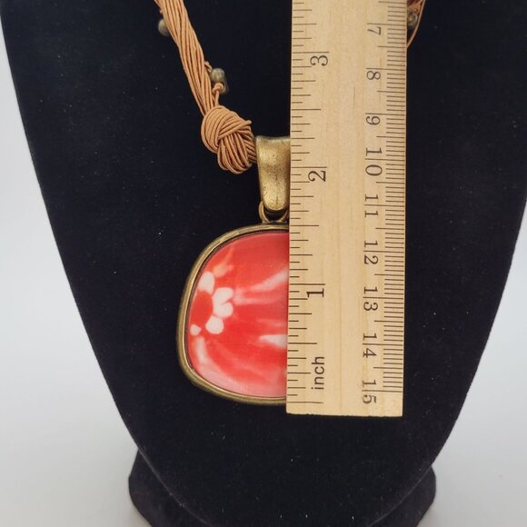 Coldwater Creek 16" Necklace Orange & White Pendant Chunky Retro Fashion Jewelry - Picture 7 of 9